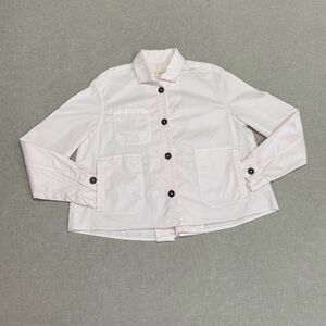 Chino by Anthropologie Light Pink Button-Front Boxy Loose Swing Jacket Sz XS